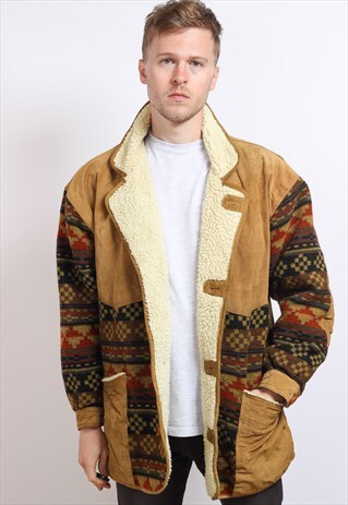 VINTAGE AZTEC FLEECE LINED JACKET