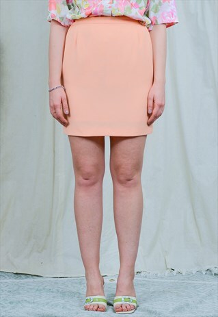 PEACH MINI SKIRT VINTAGE SUMMER 90S SALMON HIGH WAISTED M/L