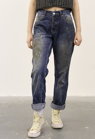 VINTAGE LEVI'S 501 BLUE PAINT MOM JEANS