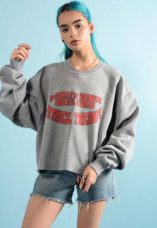 USA GREY CROPPED SWEATSHIRT