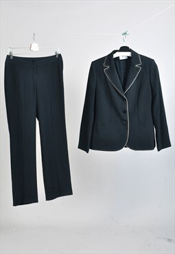 Vintage 00s striped trousers and blazer suit in black