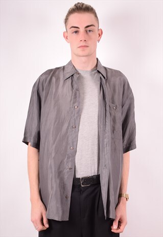 MENS VINTAGE SHIRT SMALL GREY 90S