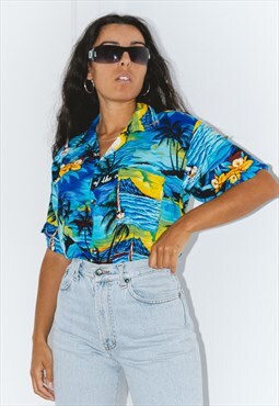 Tropical Vintage 90s Short Sleeves Patterned Shirt