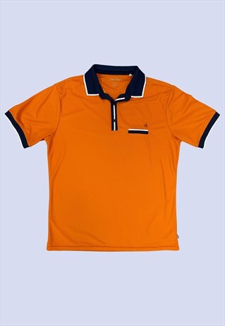 Orange and Blue Collared Button Up Polo Shirt