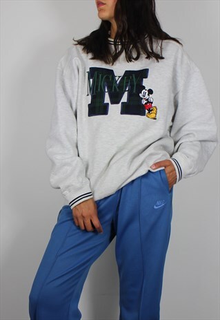 VINTAGE MICKEY MOUSE SWEATSHIRT JUMPER W EMBROIDERED FRONT