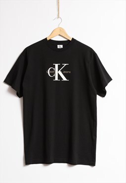 ALVIN Klein Jeans Vintage Black Baby Tee T-Shirt 13580