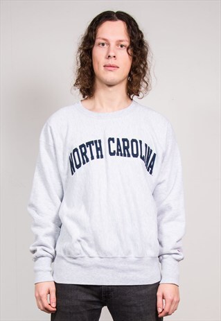 90'S VINTAGE GREY CHAMPION NORTH CAROLINA SWEATSHIRT JUMPER