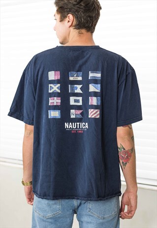VINTAGE NAUTICA T-SHIRT LOGO 90S XXL 9.6