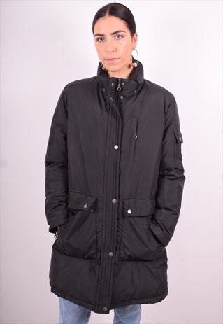 DKNY WOMENS VINTAGE PADDED COAT MEDIUM BLACK 90'S