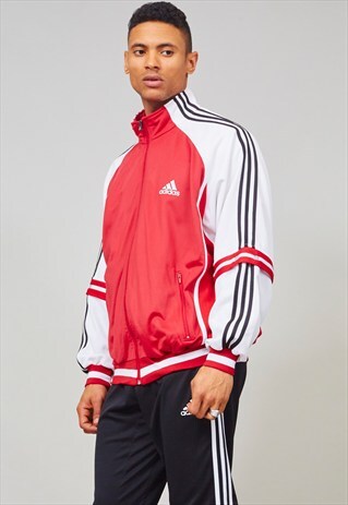 VINTAGE RED 90'S MESH BOMBER SPORTS ADIDAS JACKET
