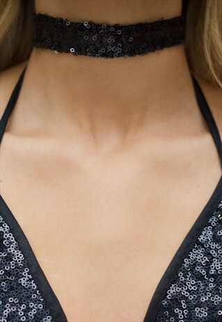 BLACK SEQUIN CHOKER
