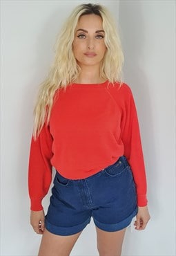 Vintage 80s Plain Red Sweatshirt Unisex