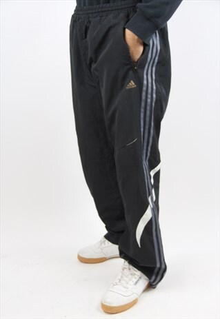VINTAGE ADIDAS BLACK SHELL TRACKSUIT BOTTOMS