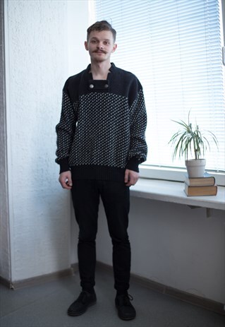 VINTAGE 80'S GREY WOOL SCANDI STYLE JUMPER