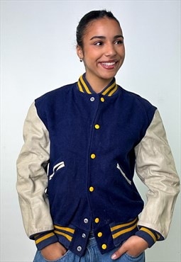 Navy Blue Vintage  Varsity Jacket Coat