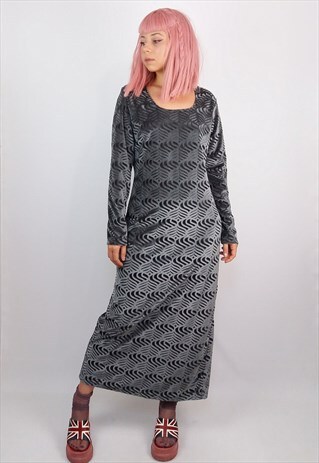 VINTAGE 90'S VELVET VELOUR GRUNGE MAXI DRESS