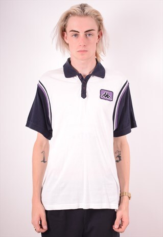 KAPPA MENS VINTAGE POLO SHIRT XL WHITE 90S