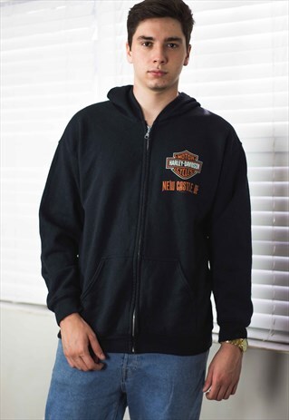 VINTAGE HARLEY DAVIDSON HOODIE SWEATSHIRT JUMPER LOGO L 19