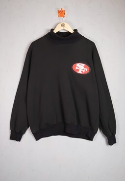 Vintage 90s SAN FRANCISCO 49ERS Rollneck Sweatshirt Black XL