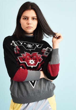 90'S RETRO FAIR ISLE PATTERN KNIT JUMPER