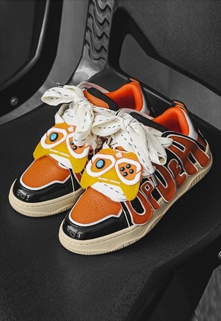 Patchwork high tops skater shoes game boy sneakers in orange