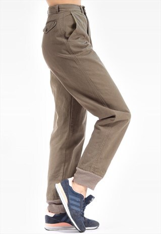 VINTAGE TAPERED MOM TROUSERS KHAKI CANVAS