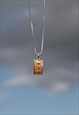 HAND PAINTED ENAMEL RECTANGLE PENDANT,SILVER SNAKE CHAIN