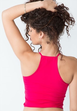 EKA RACER BODYCON CROP TOP IN MAGENTA PINK
