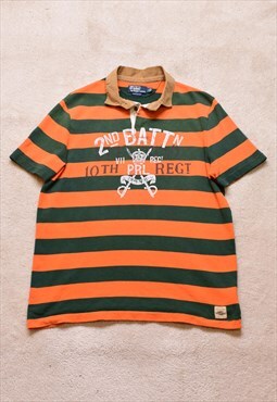 Vintage Polo Ralph Lauren Orange Green Rugby Polo T Shirt