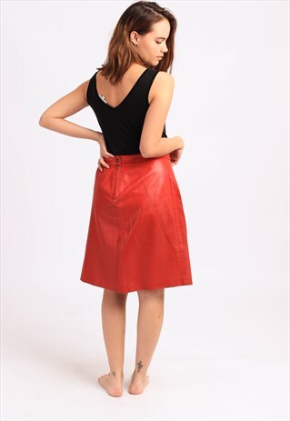 VINTAGE LEATHER PENCIL SKIRT