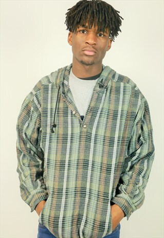 VINTAGE CHECK HOODED SHIRT JUMPER