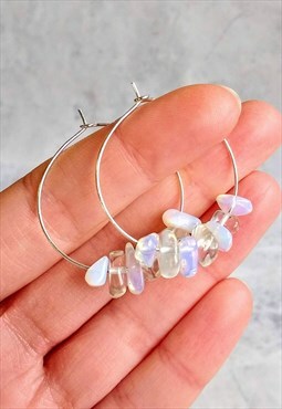 Opalite Gemstone Hoop Earrings