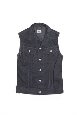 LEE Washed Black 90s Denim Gilet Mens S
