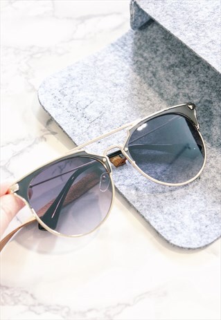 METAL DOUBLE BAR SUNGLASSES - BLACK