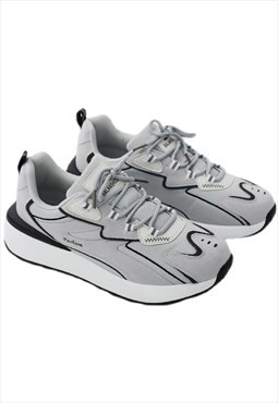 Retro classic sneakers flat sole trainers in grey
