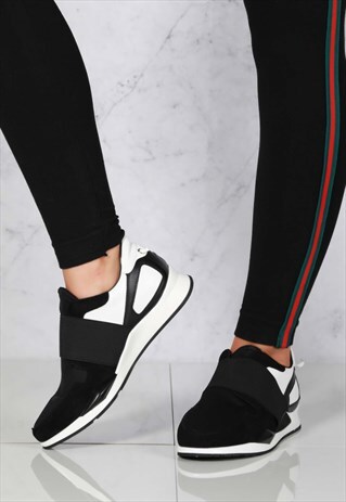 STRETCH BAND DETAIL TRAINER IN BLACK