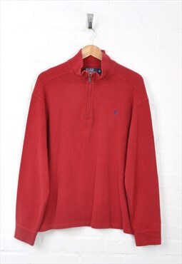 Vintage Ralph Lauren 1/4 Zip Sweater Red XL CV1792
