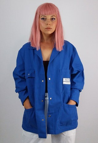 VINTAGE 90'S UNISEX WORKER CHORE JACKET IN BLUE