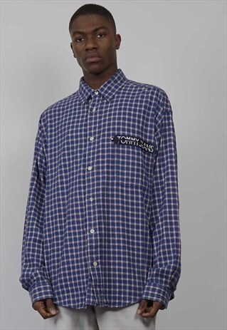 RARE VINTAGE 90'S TOMMY HILFIGER LOGO FLANNEL CHECK SHIRT