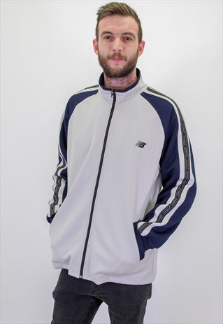 VINTAGE NEW BALANCE ARM TAPE JACKET IN WHITE LARGE