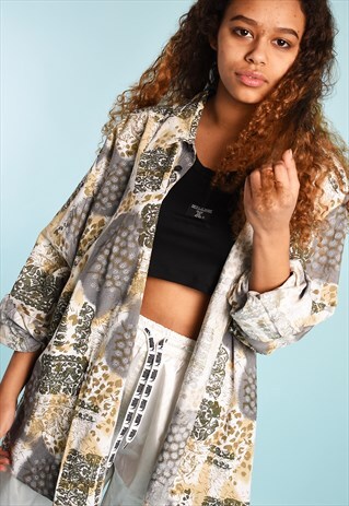 90'S RETRO BOHO EASTERN INSPIRED OVERSIZED FESTIVAL SHIRT