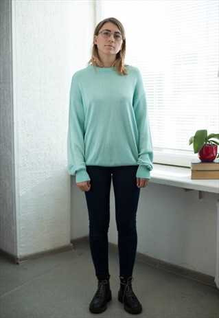 VINTAGE 80'S MINIMALIST PASTEL MINT JUMPER