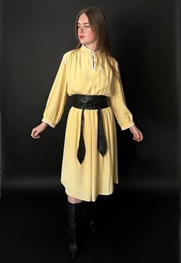 Marco Pecci Couture Vintage 80's Yellow Long Sleeve Dress