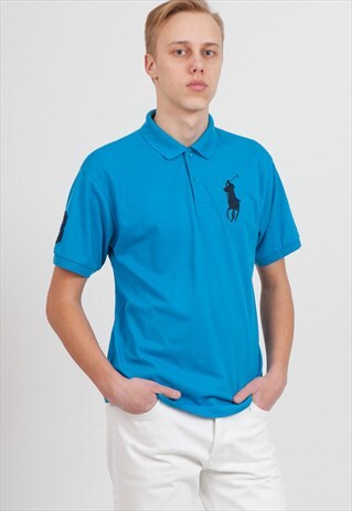 90S VINTAGE BLUE POLO RALPH LAUREN POLO SHIRT TOP