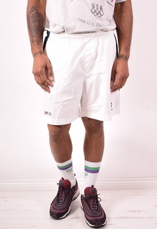 LOTTO MENS VINTAGE SHORTS LARGE WHITE 90S