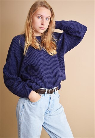 90'S NORMCORE OVERSIZED KNITTED PURPLE MOMS JUMPER TOP