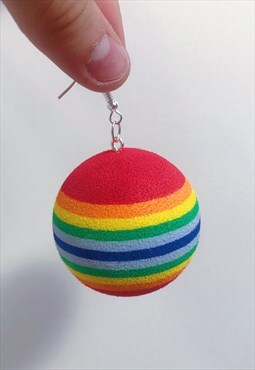 rainbow squash ball weird unisex dangly festival earrings