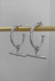 TRIDENT. Silver T-Bar  Hoop Earrings
