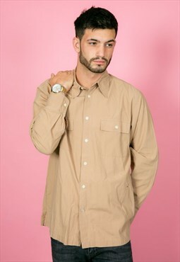 Men's 90s vintage long sleeve beige Calvin Klein shirt  