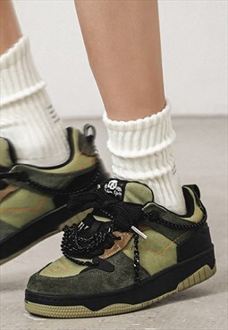 Chain sneakers grunge chunky sole shoes punk trainers green